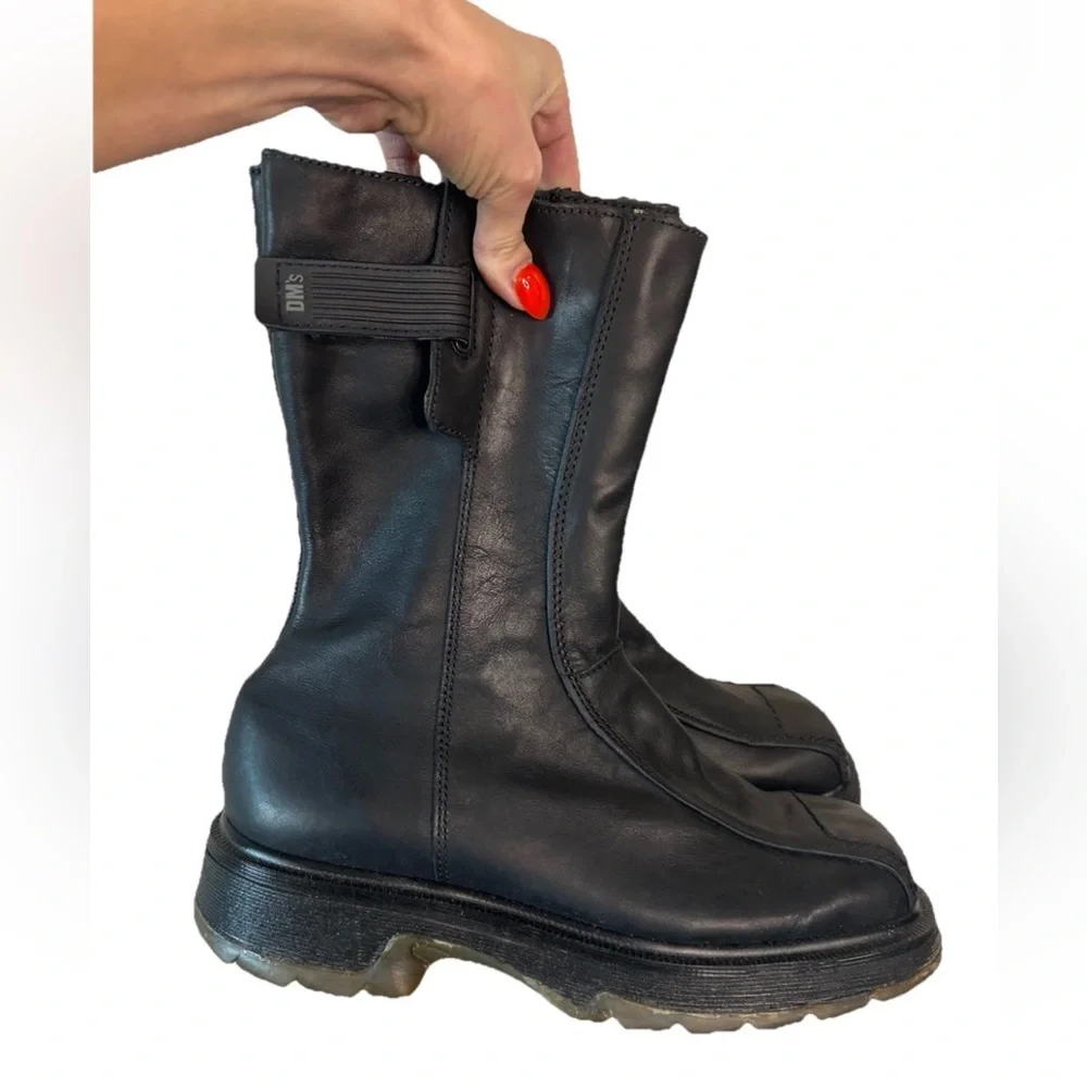 Vintage 90s Dr Martens 9788 Black Leather Moto Boots M7 W8.5 UK Made Unisex RARE - Picture 3 of 16